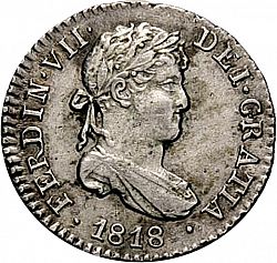 Large Obverse for 1/2 Real 1818 coin