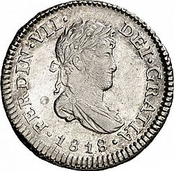 Large Obverse for 1/2 Real 1818 coin