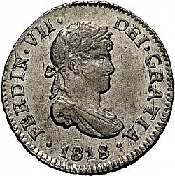 Large Obverse for 1/2 Real 1818 coin