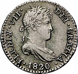 Large Obverse for 1/2 Real 1820 coin