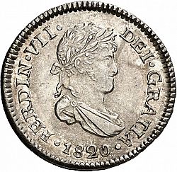 Large Obverse for 1/2 Real 1820 coin