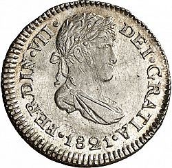 Large Obverse for 1/2 Real 1821 coin