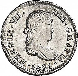 Large Obverse for 1/2 Real 1821 coin