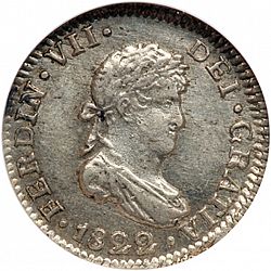 Large Obverse for 1/2 Real 1822 coin