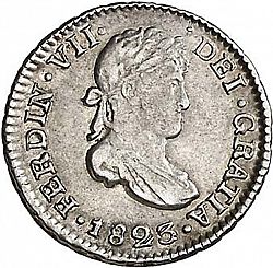 Large Obverse for 1/2 Real 1823 coin