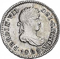 Large Obverse for 1/2 Real 1823 coin