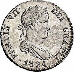 Large Obverse for 1/2 Real 1824 coin