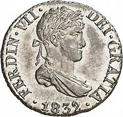 Large Obverse for 1/2 Real 1832 coin
