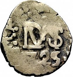 Large Obverse for 1/2 Real 1725 coin