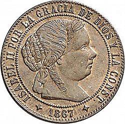 Large Obverse for 1/2 Céntimo Escudo 1867 coin