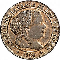 Large Obverse for 1/2 Céntimo Escudo 1868 coin