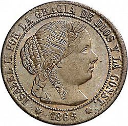 Large Obverse for 1/2 Céntimo Escudo 1868 coin