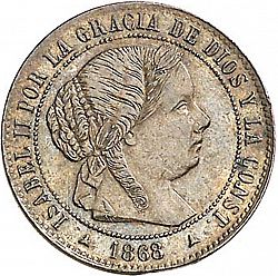 Large Obverse for 1/2 Céntimo Escudo 1868 coin