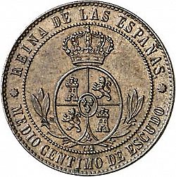 Large Reverse for 1/2 Céntimo Escudo 1867 coin