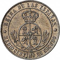 Large Reverse for 1/2 Céntimo Escudo 1867 coin