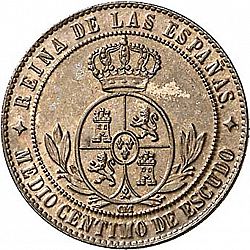 Large Reverse for 1/2 Céntimo Escudo 1867 coin