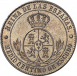 Large Reverse for 1/2 Céntimo Escudo 1868 coin