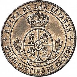 Large Reverse for 1/2 Céntimo Escudo 1868 coin