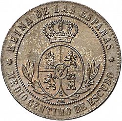 Large Reverse for 1/2 Céntimo Escudo 1868 coin