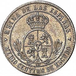 Large Reverse for 1/2 Céntimo Escudo 1868 coin