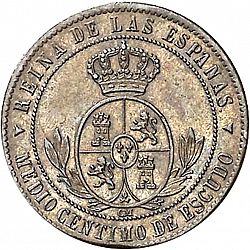 Large Reverse for 1/2 Céntimo Escudo 1868 coin