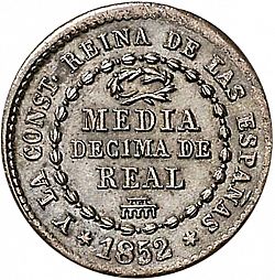 Large Reverse for 1/2 Decimal 1852 coin