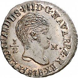 Large Obverse for 1/2 Maravedí 1818 coin