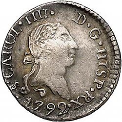 Large Obverse for 1/4 Real 1792 coin