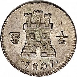 Large Obverse for 1/4 Real 1807 coin