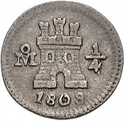 Large Obverse for 1/4 Real 1808 coin
