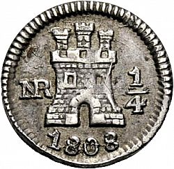 Large Obverse for 1/4 Real 1808 coin