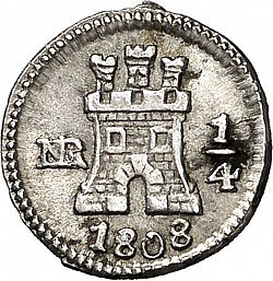 Large Obverse for 1/4 Real 1808 coin
