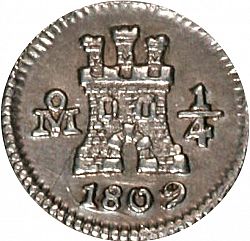 Large Obverse for 1/4 Real 1809 coin