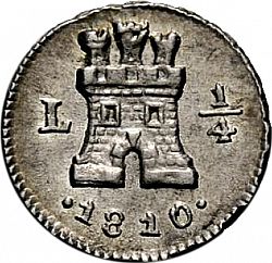 Large Obverse for 1/4 Real 1810 coin