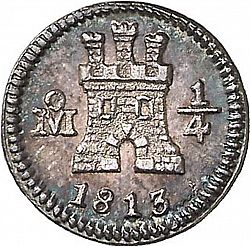 Large Obverse for 1/4 Real 1813 coin