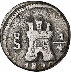 Large Obverse for 1/4 Real 1813 coin