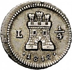 Large Obverse for 1/4 Real 1818 coin