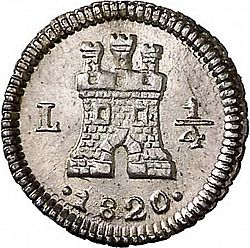 Large Obverse for 1/4 Real 1820 coin