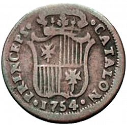 Large Reverse for 1 ardite 1754 coin