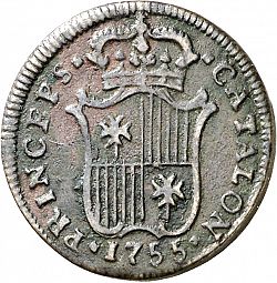 Large Reverse for 1 ardite 1755 coin