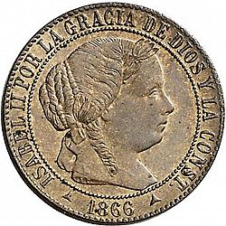 Large Obverse for 1 Céntimo Escudo 1866 coin