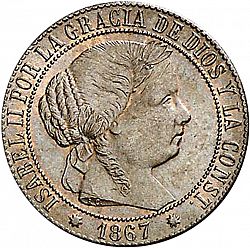 Large Obverse for 1 Céntimo Escudo 1867 coin