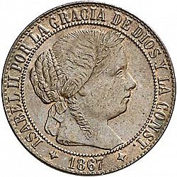 Large Obverse for 1 Céntimo Escudo 1867 coin