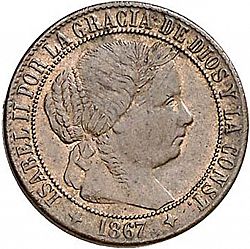 Large Obverse for 1 Céntimo Escudo 1867 coin