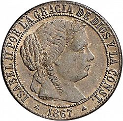 Large Obverse for 1 Céntimo Escudo 1867 coin