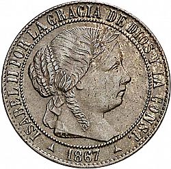 Large Obverse for 1 Céntimo Escudo 1867 coin