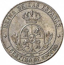 Large Reverse for 1 Céntimo Escudo 1866 coin