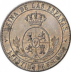 Large Reverse for 1 Céntimo Escudo 1866 coin