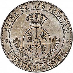 Large Reverse for 1 Céntimo Escudo 1867 coin