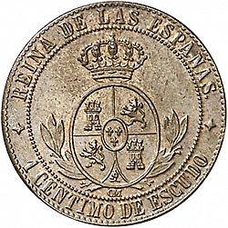 Large Reverse for 1 Céntimo Escudo 1867 coin